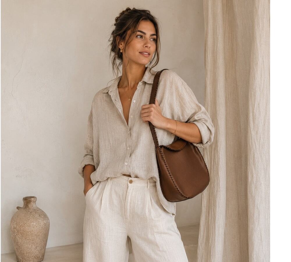 J. Jill 100% Leather Shoulder Bag Woven Stitching Brown
